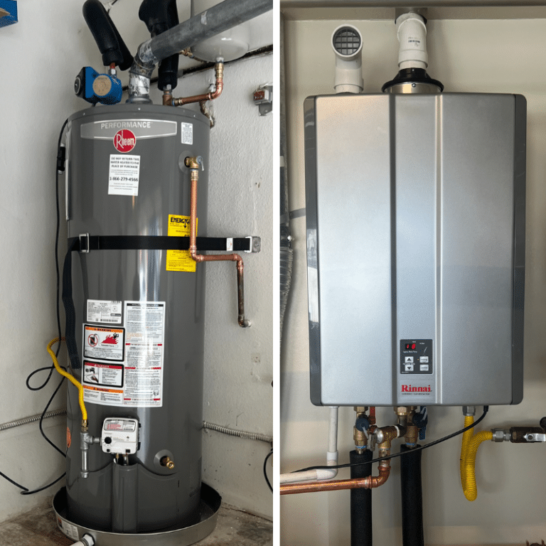 tankless and tank water heaters installed