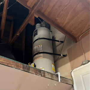 Water heater installed in a loft